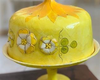 Vintage Mexican Paper Mache Cake Pamplona Cake Stand Papel Mache 12in H x 12in Diameter