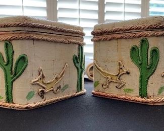 4pc Artist Decorated Lincoln Beautyware Canister Set Largest: 9x5.5x6 HxWxD