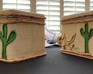 4pc Artist Decorated Lincoln Beautyware Canister Set Largest: 9x5.5x6 HxWxD