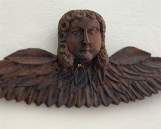 Mexican Rustic Hand Carved Angel 11x28.5x4.5in HxWxD