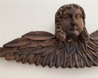 Mexican Rustic Hand Carved Angel 11x28.5x4.5in HxWxD