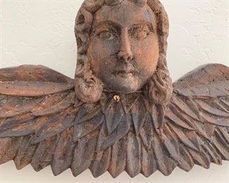 Mexican Rustic Hand Carved Angel 11x28.5x4.5in HxWxD