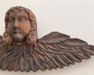 Mexican Rustic Hand Carved Angel 11x28.5x4.5in HxWxD
