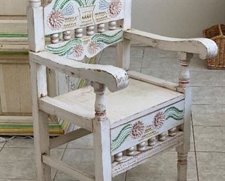 Hand Carved Mexican Rustic Accent Chair 40.5x23x21.5in HxWxD