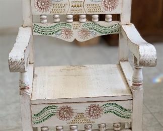 Hand Carved Mexican Rustic Accent Chair 40.5x23x21.5in HxWxD