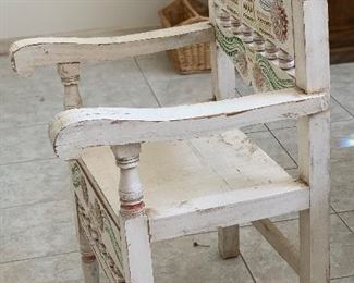 Hand Carved Mexican Rustic Accent Chair 40.5x23x21.5in HxWxD