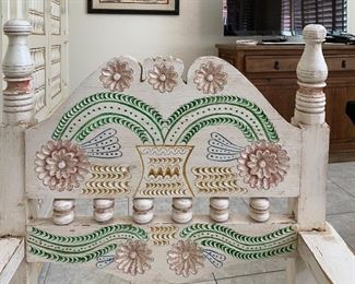 Hand Carved Mexican Rustic Accent Chair 40.5x23x21.5in HxWxD