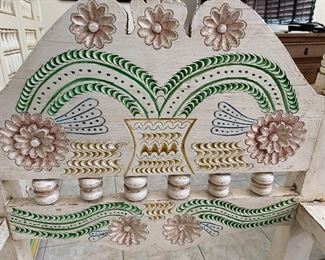 Hand Carved Mexican Rustic Accent Chair 40.5x23x21.5in HxWxD