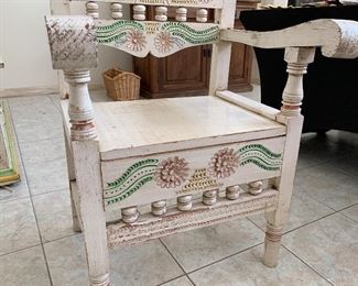 Hand Carved Mexican Rustic Accent Chair 40.5x23x21.5in HxWxD
