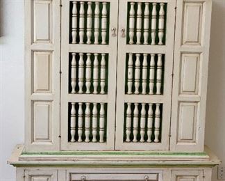 Hand Painted Mexican Rustic Hutch Cabinet 78x60x17.5in HxWxD