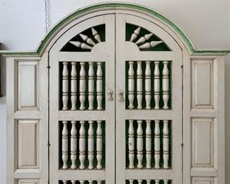 Hand Painted Mexican Rustic Hutch Cabinet 78x60x17.5in HxWxD