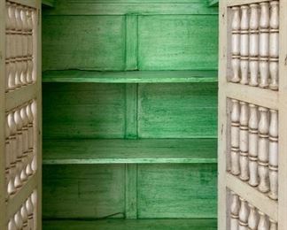 Hand Painted Mexican Rustic Hutch Cabinet 78x60x17.5in HxWxD