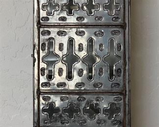 As-Is Mexican Punched Tin Wall Mount Cab 16x10x7in HxWxD