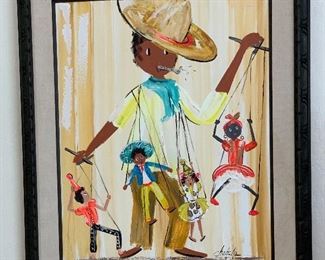 *Original* Art Chabela Elizabeth C. Haas Marionette Painting 38x32x2in HxWxD