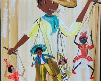 *Original* Art Chabela Elizabeth C. Haas Marionette Painting 38x32x2in HxWxD