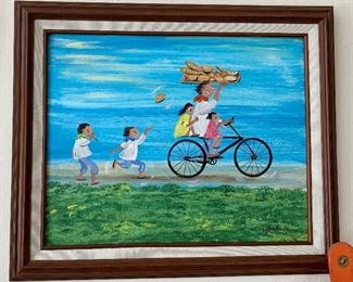 *Original* Art Chabela Elizabeth C. Haas Bread Delivery Painting 21x25x2 HxWxD