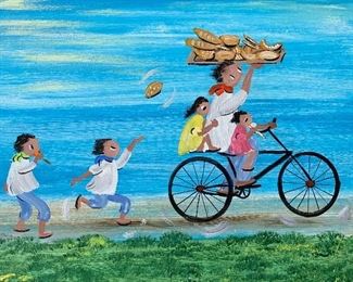 *Original* Art Chabela Elizabeth C. Haas Bread Delivery Painting 21x25x2 HxWxD