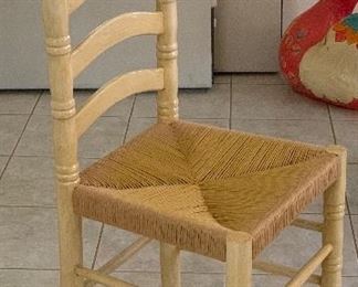 5pc Hand Painted Ladder Back Rush Seat Dining Chairs 43x18x18 Seat: 9in HxWxD