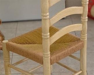 5pc Hand Painted Ladder Back Rush Seat Dining Chairs 43x18x18 Seat: 9in HxWxD