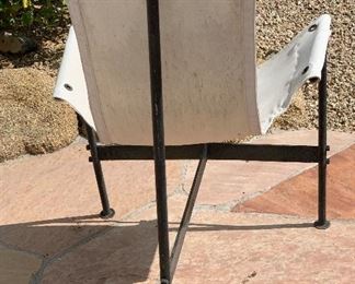 Set of 7 Vintage Canvas & Metal Patio Chairs 37.5in x 26x 27 HxWxD