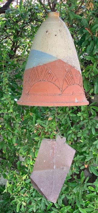 MCM Gattii Pottery Wind Chime Bell Lg 11 in H x 8.5in Diameter