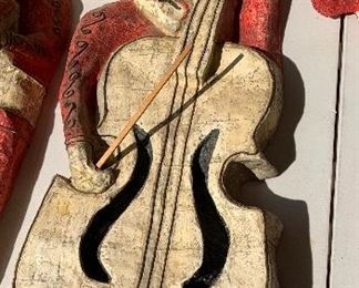 6pc 1960s Mexican MCM Jeanne Valentine Paper Mache Mariachi Band w/ Moon 33 inches long tallest one