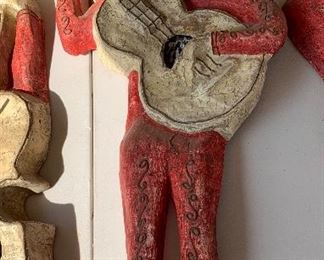 6pc 1960s Mexican MCM Jeanne Valentine Paper Mache Mariachi Band w/ Moon 33 inches long tallest one