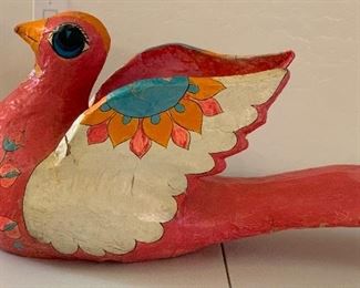 Vintage Mexican Folk Art Paper Mache Bird AS-IS 18x14x36in HxWxD