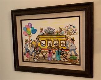 *Original* Art Chabela Elizabeth C. Haas Rapido Coach Painting 27x33x2in HxWxD