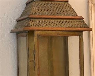 Detailed Punched Brass/Copper Sconce 27x22x7in HxWxD