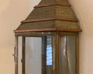 Detailed Punched Brass/Copper Sconce 27x22x7in HxWxD