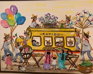 *Original* Art Chabela Elizabeth C. Haas Rapido Coach Painting 27x33x2in HxWxD