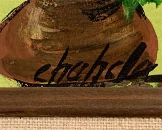 Small *Original* Art Chabela Elizabeth C. Haas Woman on Chair Flowers Painting 12x14x1.5in HxWxD