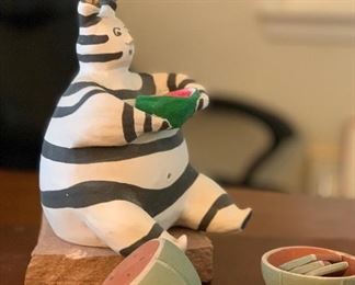 Native American Ceramic Figurine Clown Watermelon Koshare 9x6x6in HxWxD