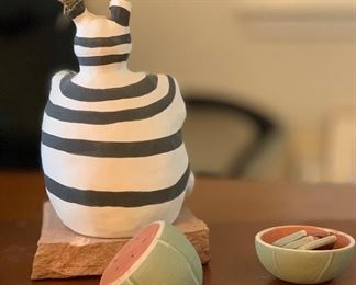 Native American Ceramic Figurine Clown Watermelon Koshare 9x6x6in HxWxD