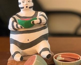 Native American Ceramic Figurine Clown Watermelon Koshare 9x6x6in HxWxD
