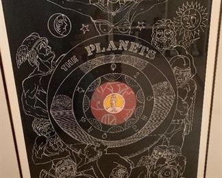 *Signed* Martin Barooshian Etching Planets 33x26x.5in HxWxD
