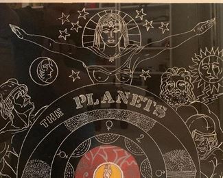 *Signed* Martin Barooshian Etching Planets 33x26x.5in HxWxD