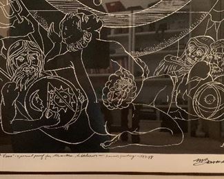 *Signed* Martin Barooshian Etching Planets 33x26x.5in HxWxD