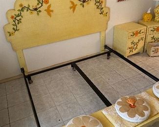 1960s Jeanne Valentine Mexican MCM King Headbord & Frame 75x82x3in HxWxD