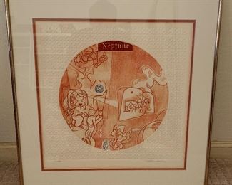 *Signed* Martin Barooshian Etching Intaglio Neptune II/XV 22.25x22.25x.5in HxWxD