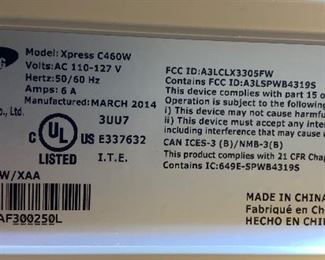 Samsung Xpress C460W Multifunction Laser Color Laser Printer 11.5x16x13in HxWxD
