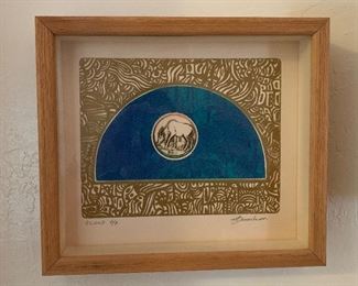 *Signed* Martin Barooshian Etching Intaglio Small ELAD 10x11x2in HxWxD
