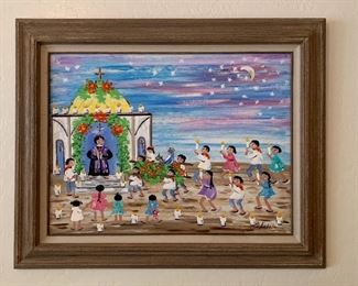 *Original* Art Chabela Elizabeth C. Haas Church Ceremony Painting 25x30.5x.5in HxWxD