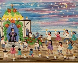 *Original* Art Chabela Elizabeth C. Haas Church Ceremony Painting 25x30.5x.5in HxWxD