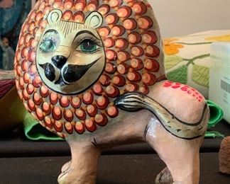 Ser Mel Mexico Tonala Paper Mache Lion Sergio Bustamante and Melquiades Preciado 7.5x8x4in HxWxD