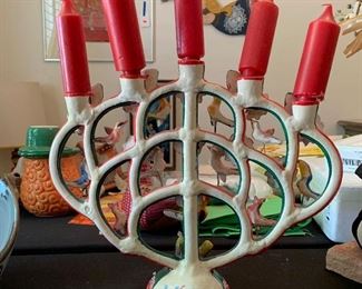 Tree of Life Mexican Folk Art Candelabra FLORES FAMILY 12.5x15x4in HxWxD