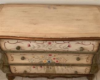 Hand Painted Mexican Bombe Chest Dresser 34x45x20in HxWxD