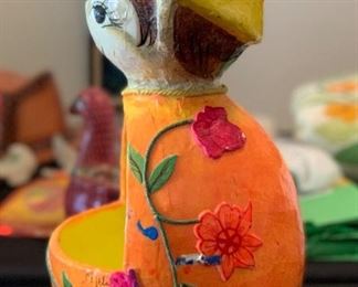 Vintage Mexican De Sela Paper Mache Clown Container 15x8x8in HxWxD