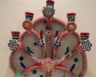 "#2 Tree of Life Mexican Folk Art Candelabra FLORES FAMILY" 23x16x4in HxWxD